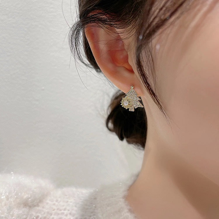 Infinionly Rotatable Snowflake Christmas Tree Earrings