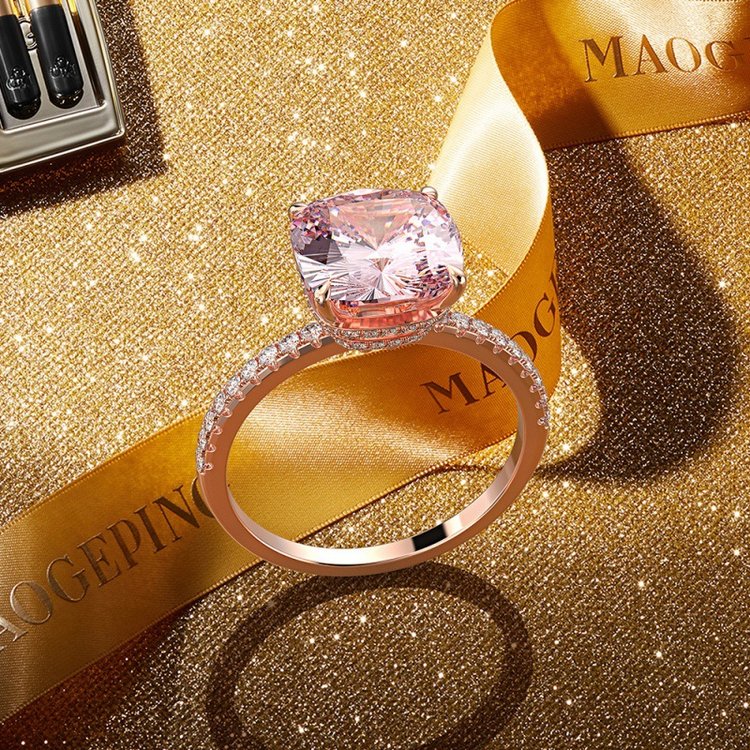 Infinionly 5-Carat Square Pink Diamond Engagement Ring