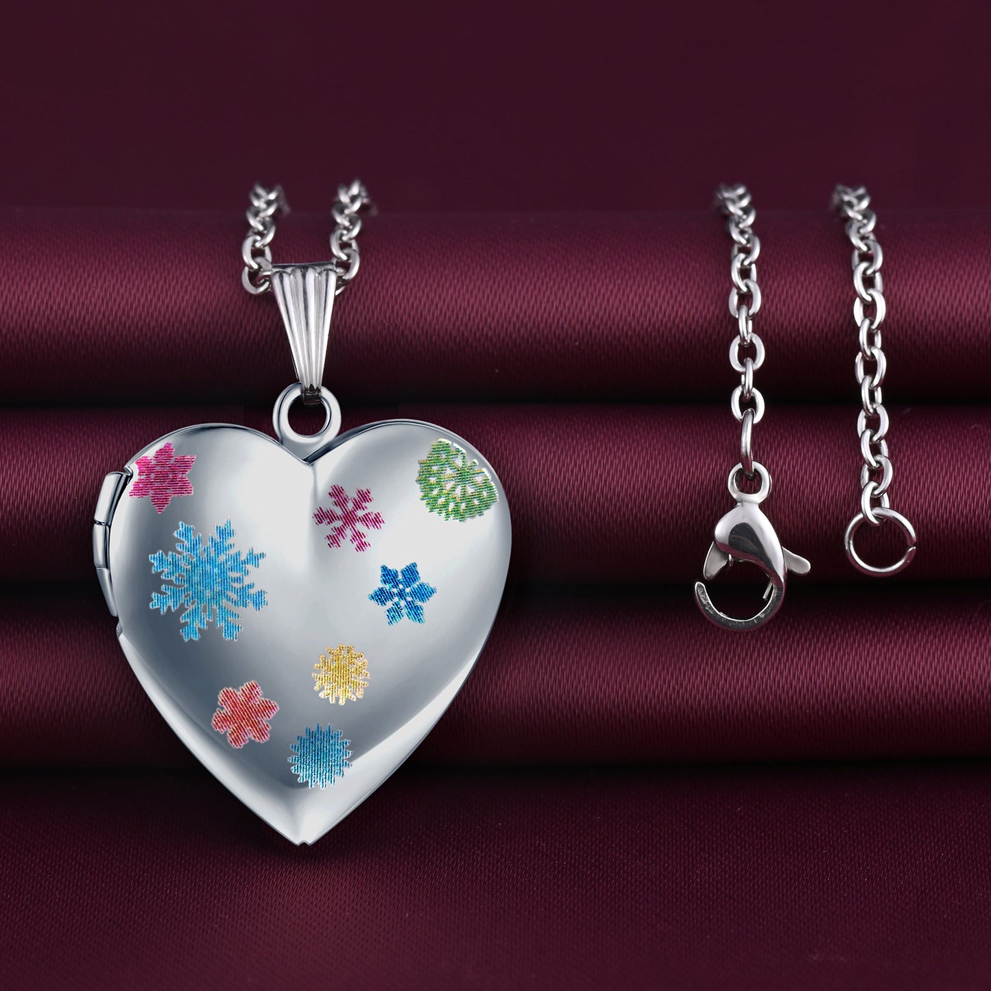 Infinionly Colorful Moon Photo Locket Necklace