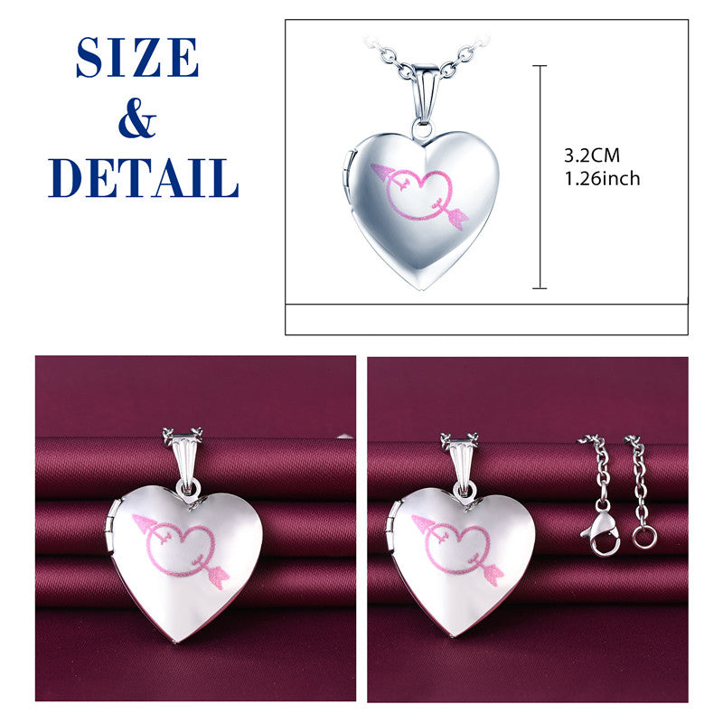Infinionly Piercing Heart Photo Locket Necklace