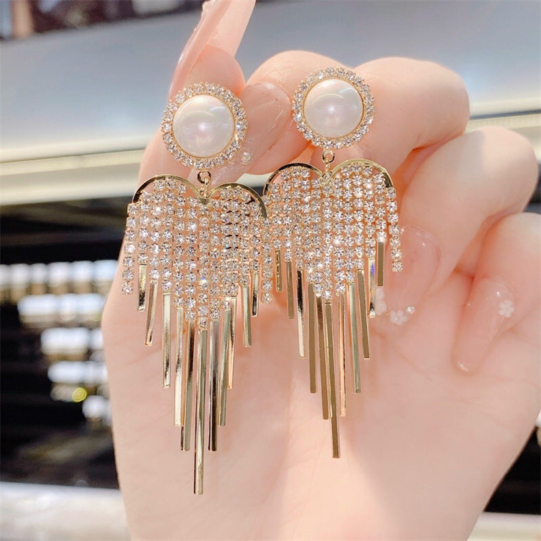 Infinionly Luxury Pearl Fringe Earrings