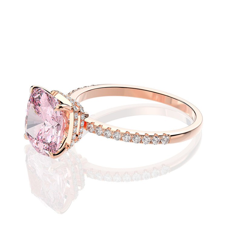 Infinionly 5-Carat Square Pink Diamond Engagement Ring