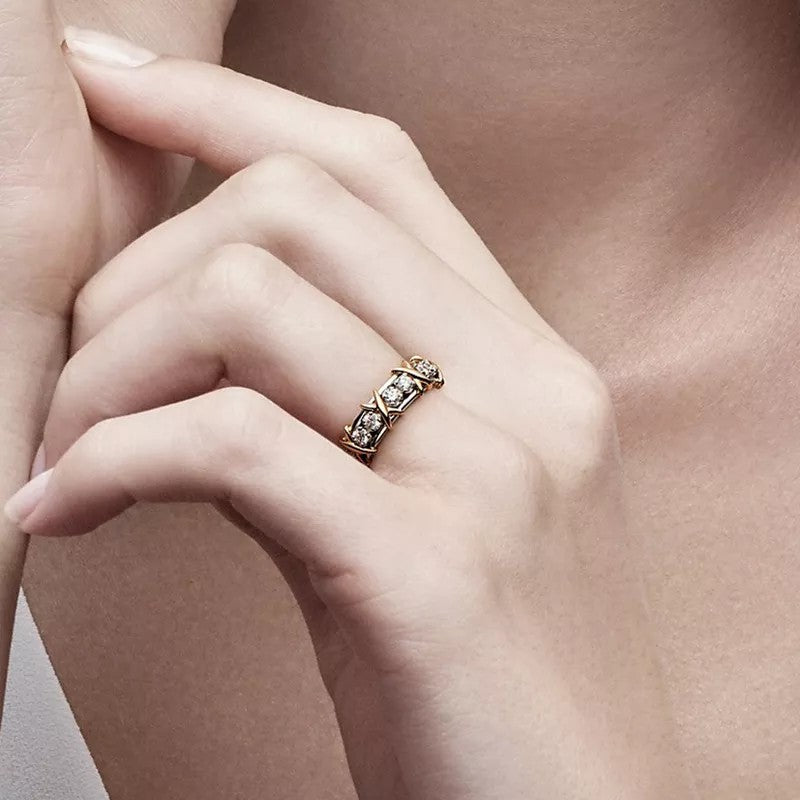 Infinionly 925 Sterling Silver Cross Full Cubic Zirconia Ring