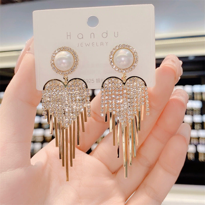 Infinionly Luxury Pearl Fringe Earrings