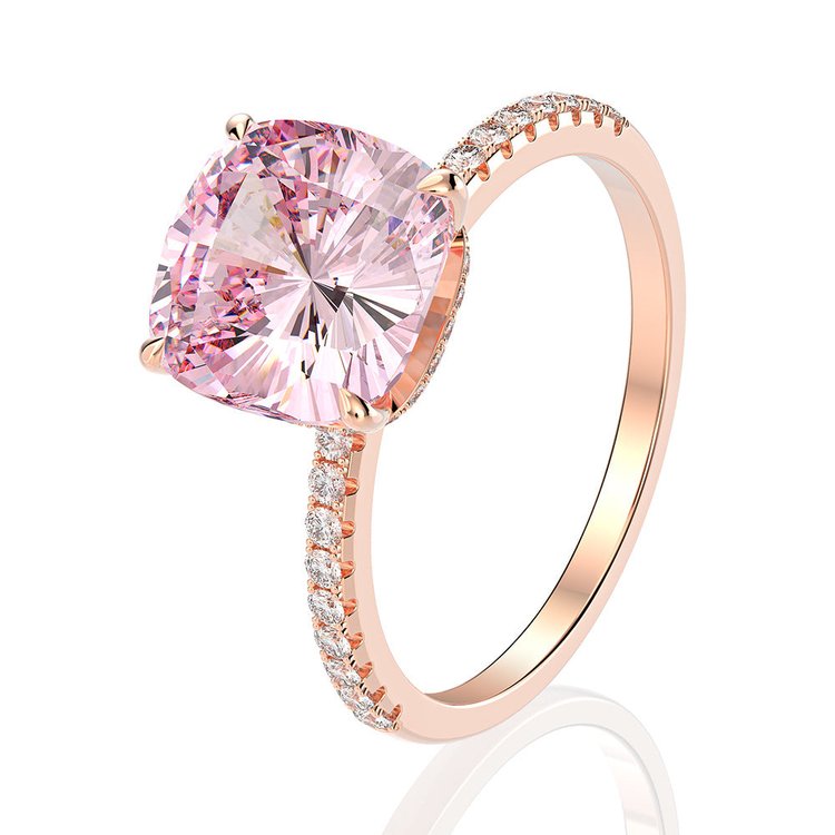 Infinionly 5-Carat Square Pink Diamond Engagement Ring