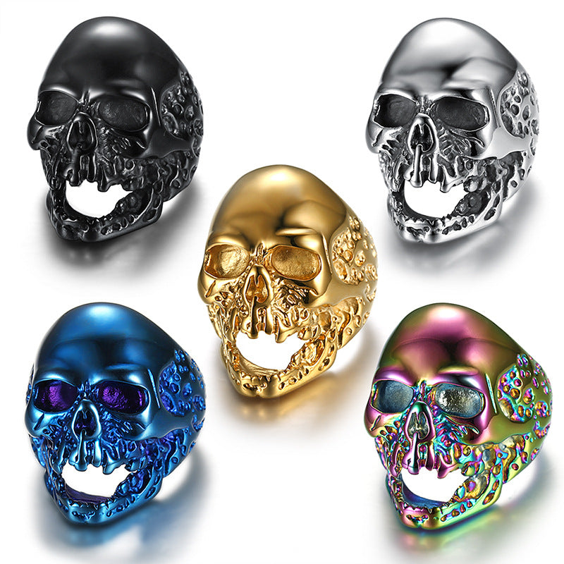 Infubionly Vintage Zombie Skull Skull Steel Ring