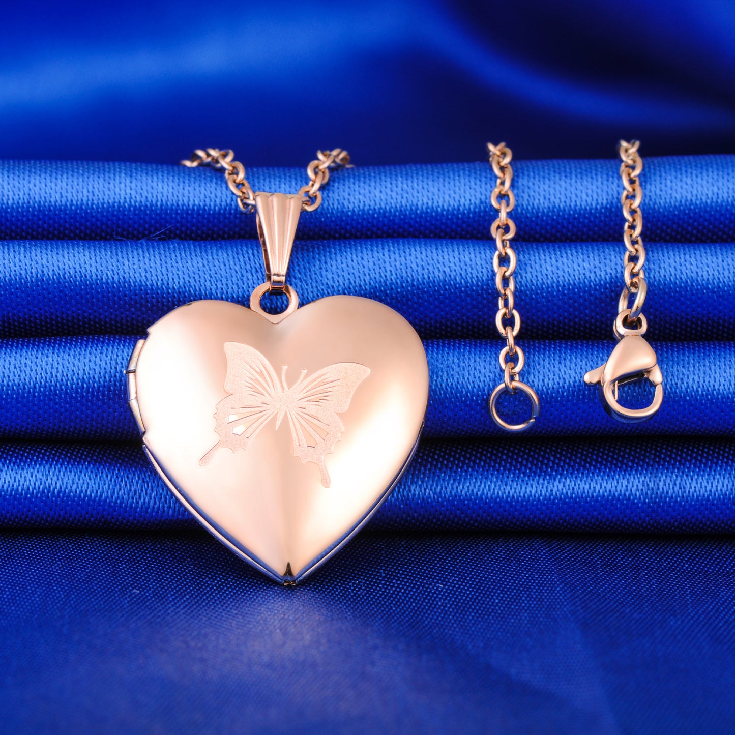 Infinionly Butterfly Heart Photo Locket Necklace