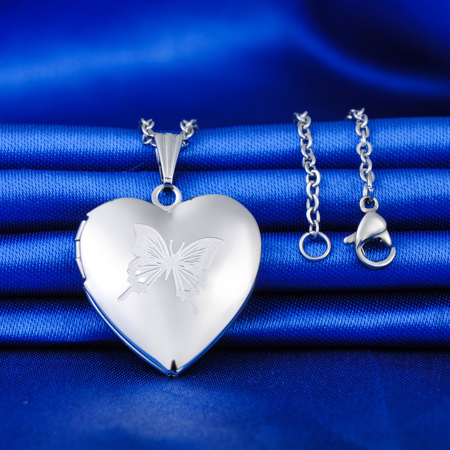 Infinionly Butterfly Heart Photo Locket Necklace