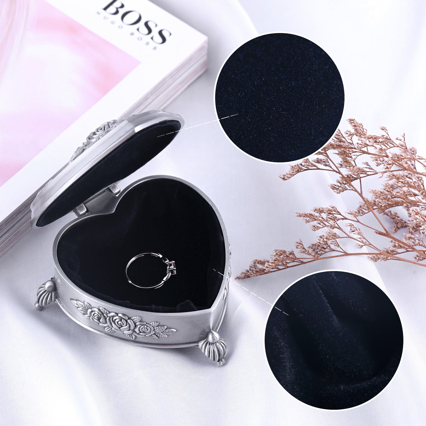 Infinionly Classical Gothic Retro Tripod European Rose Princess Jewelry Box