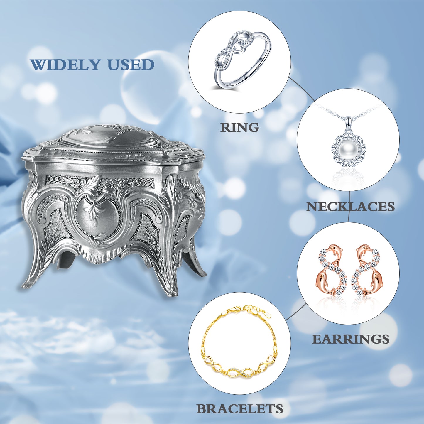 Infinionly European Rose Princess Jewelry Box