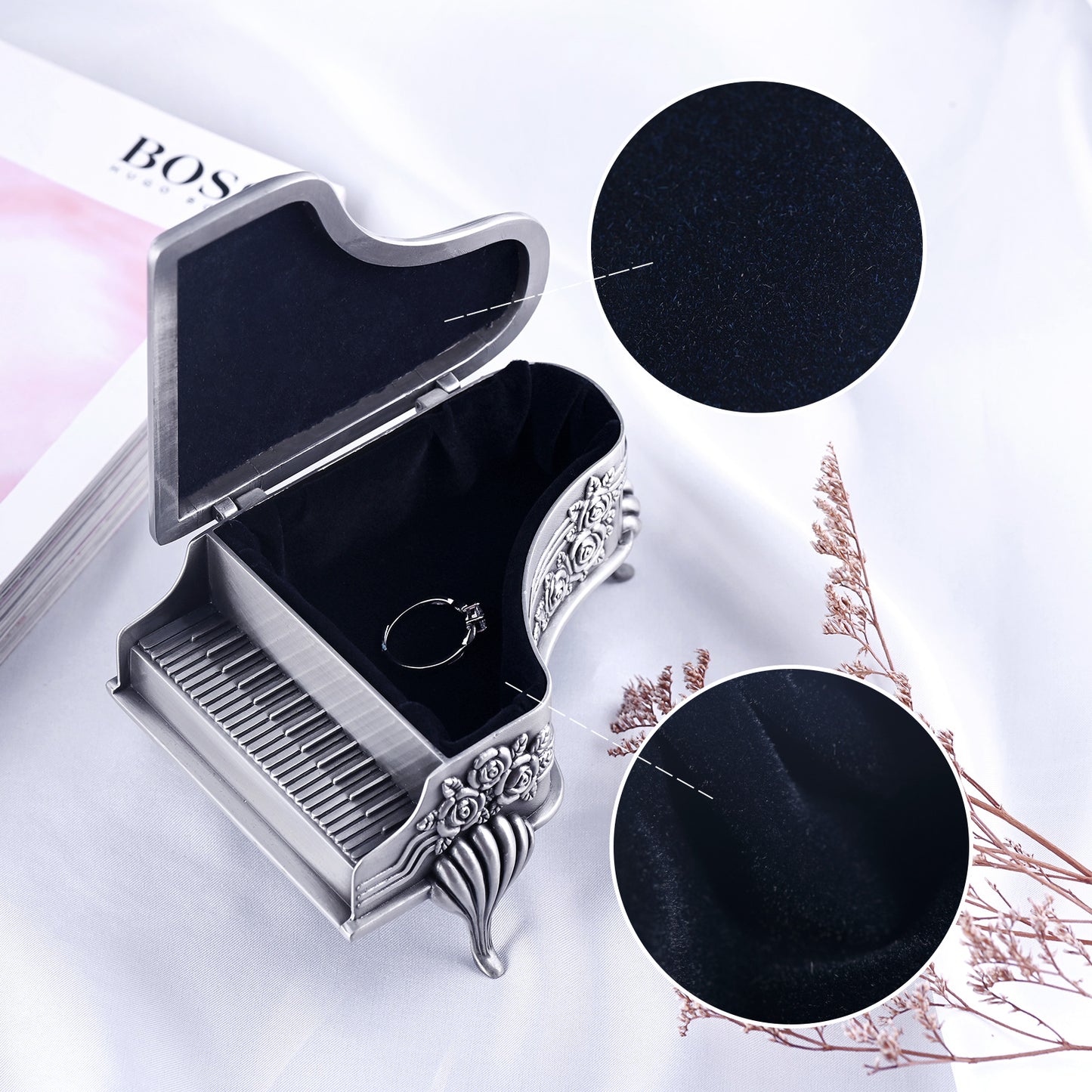 Infinionly Vintage Cute Rose Jewelry Box