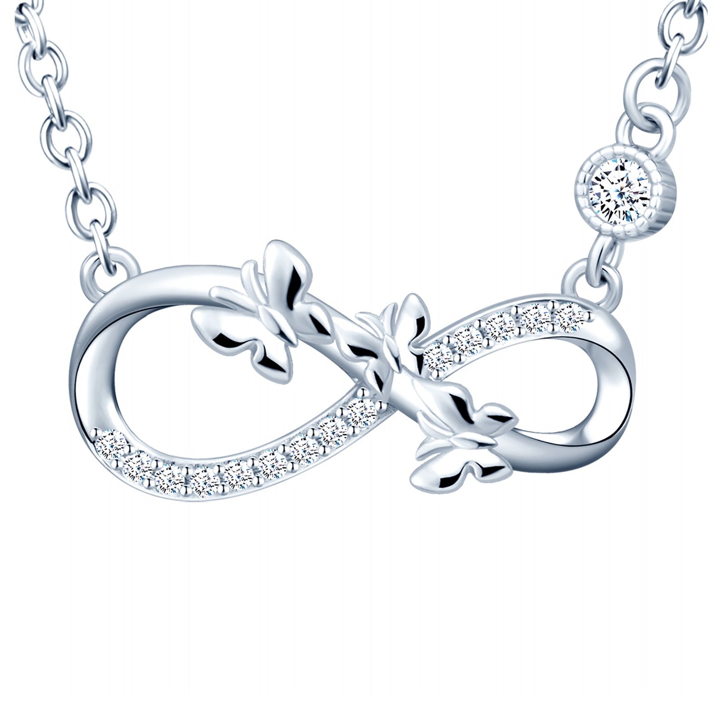 Butterflies Love Infinity Symbol CZ Necklace