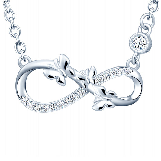 Butterflies Love Infinity Symbol CZ Necklace