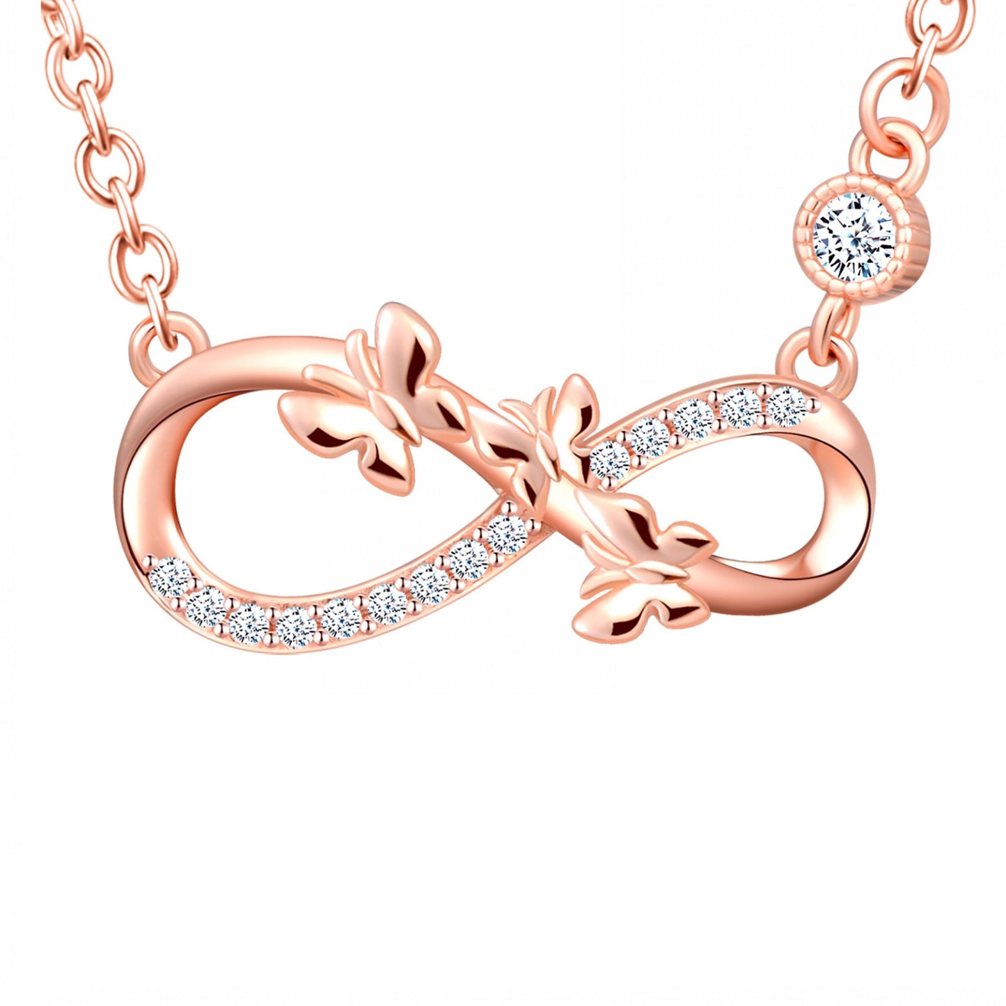 Butterflies Love Infinity Symbol CZ Necklace