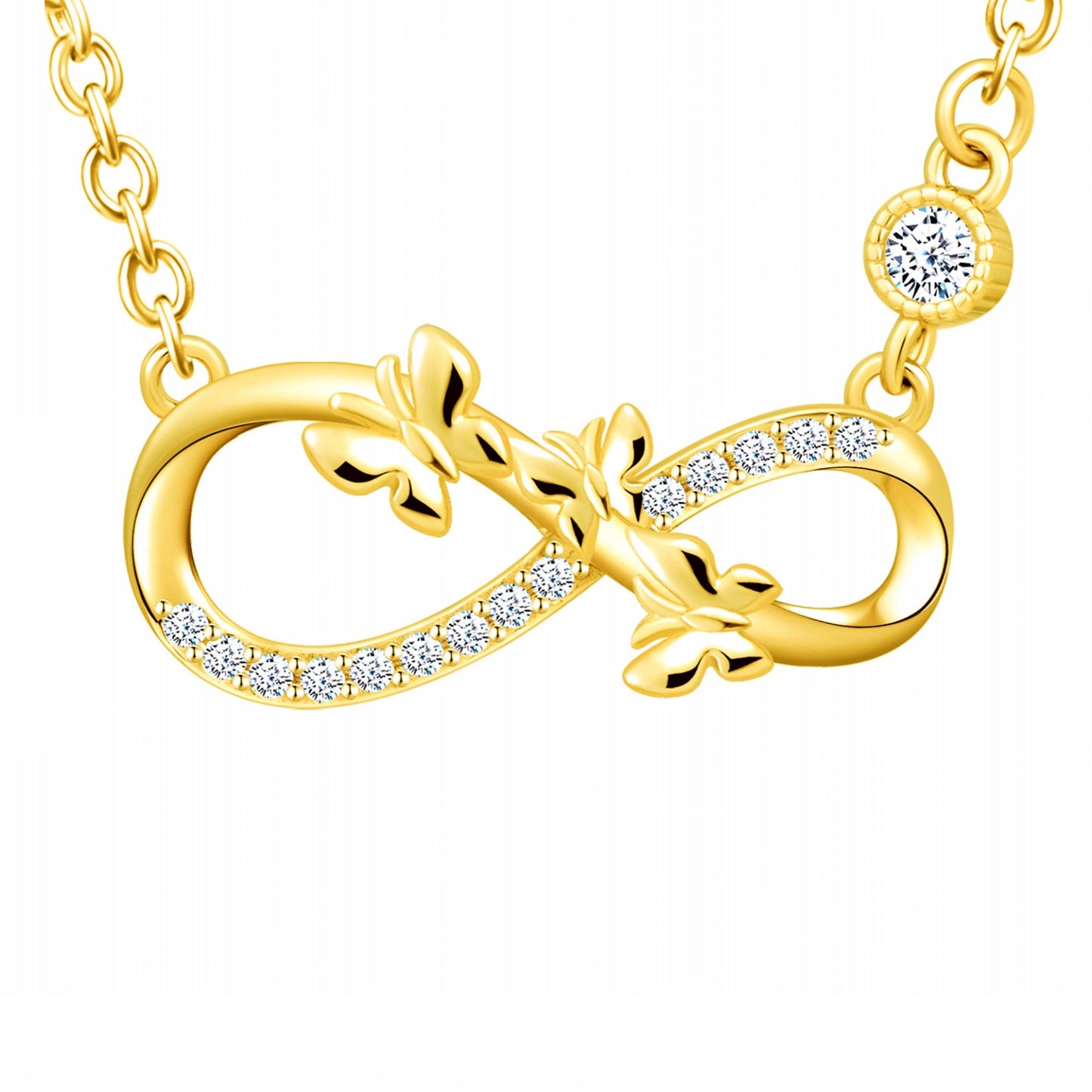 Butterflies Love Infinity Symbol CZ Necklace