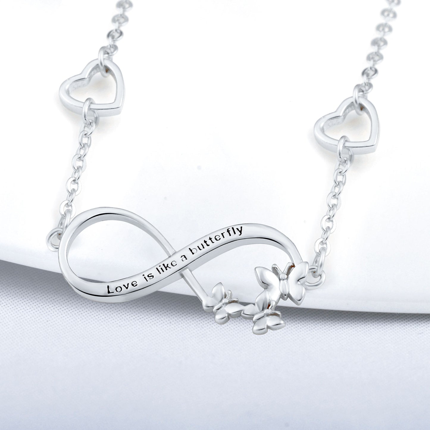Love Is Like A Butterfly Infinity with Hearts Symbol Bracelet
