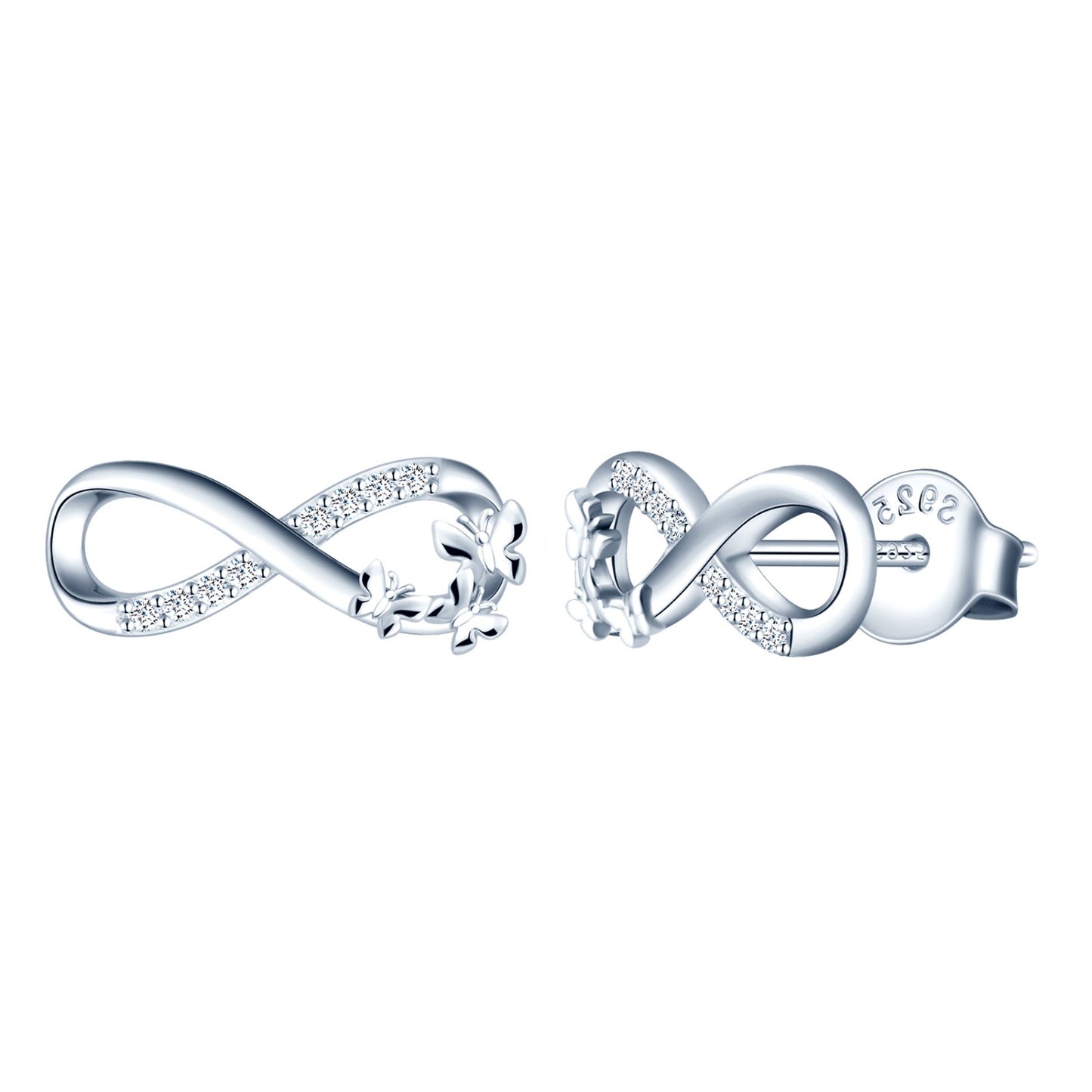 Butterflies On Infinity CZ Stud Earrings