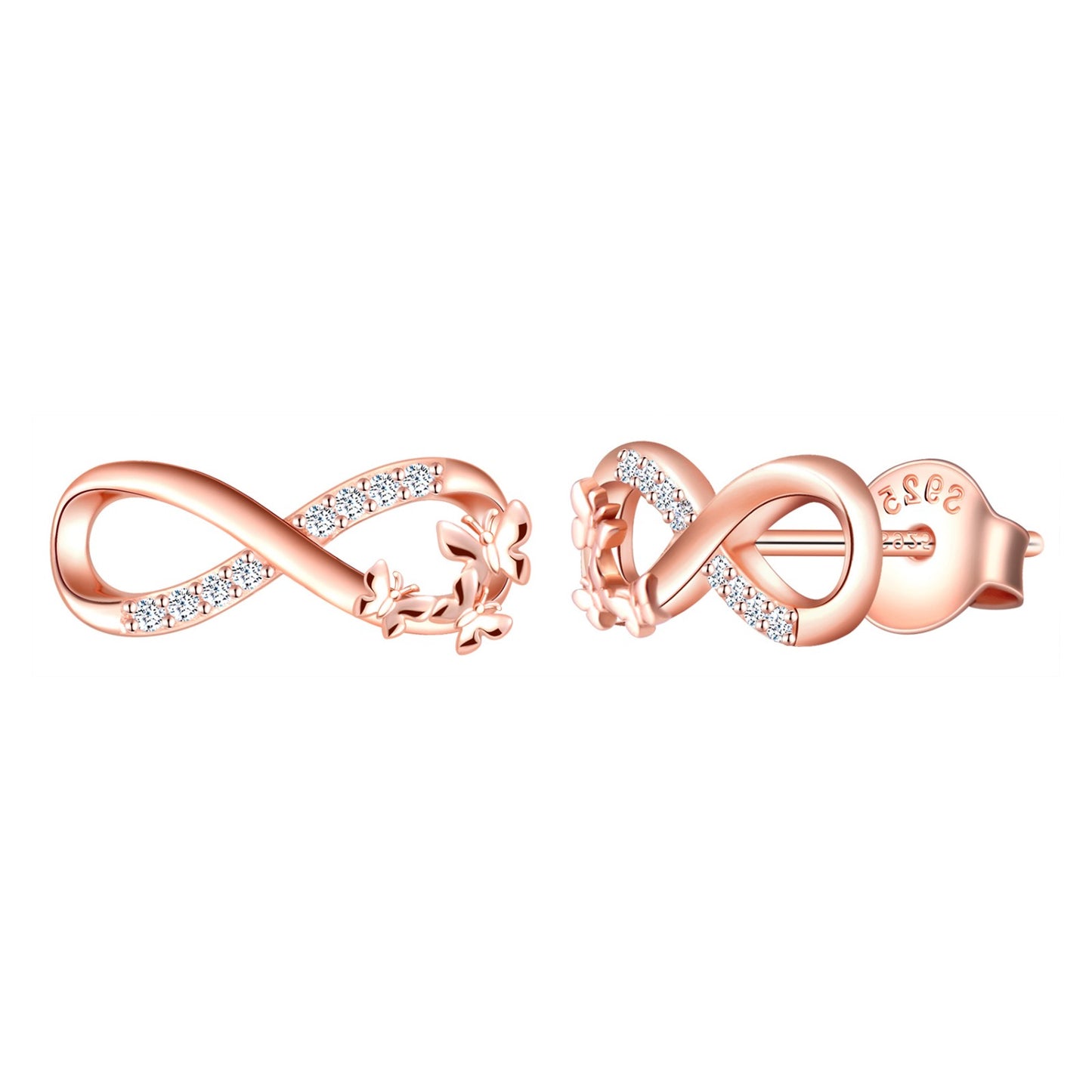 Butterflies On Infinity CZ Stud Earrings