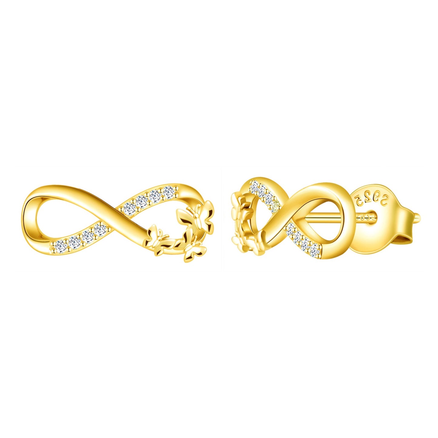 Butterflies On Infinity CZ Stud Earrings