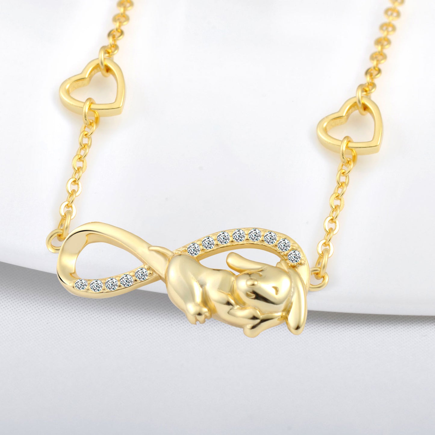 Dog Loves Infinity with Hearts Symbol CZ Bracelet