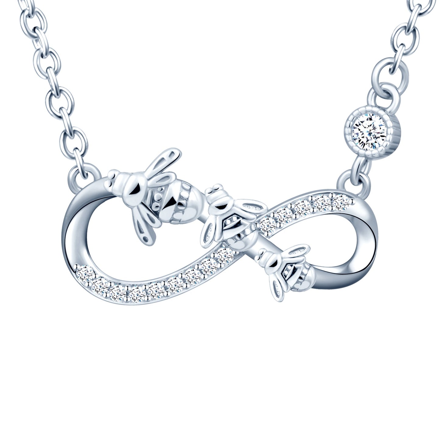 Bees Love Infinity Symbol CZ Necklace