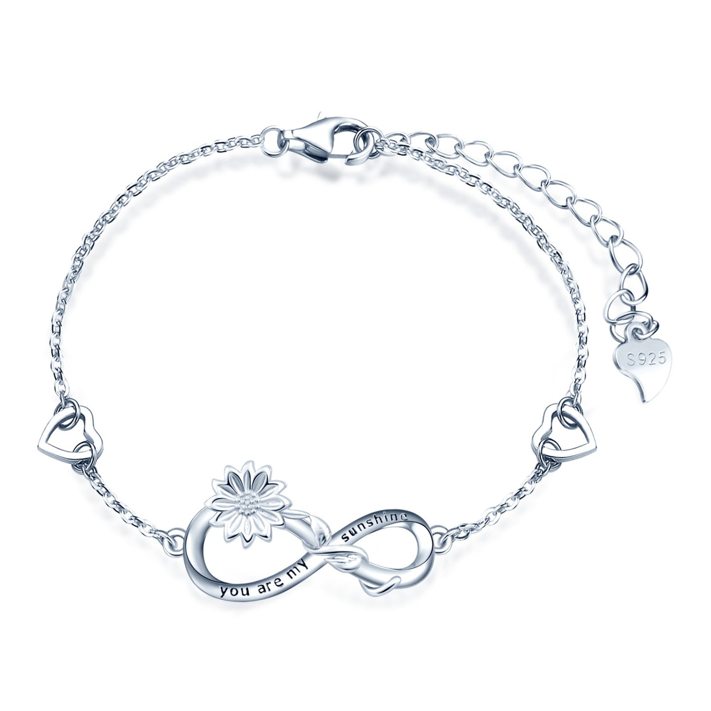 You Are My Sunshine Sunflower Infinity with Heart Symbol Bracelet