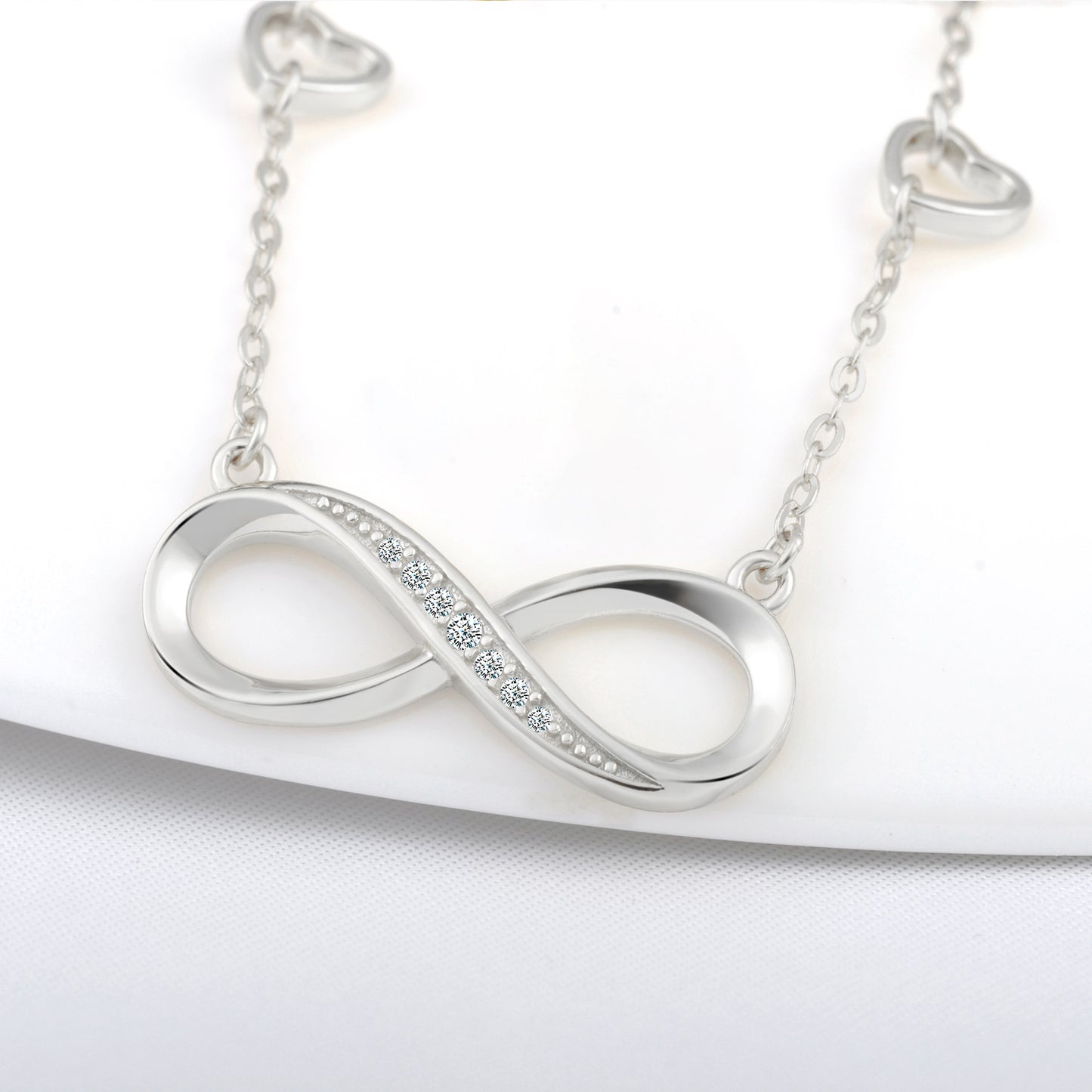 Infinity with Hearts CZ Necklace