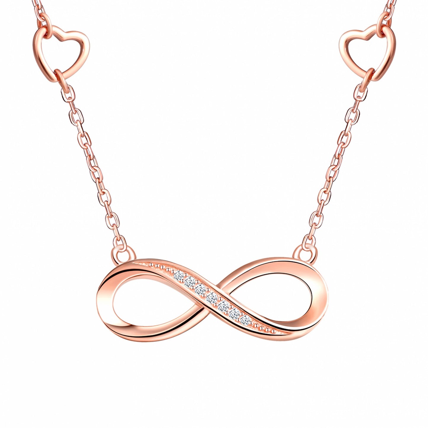 Infinity with Hearts CZ Necklace