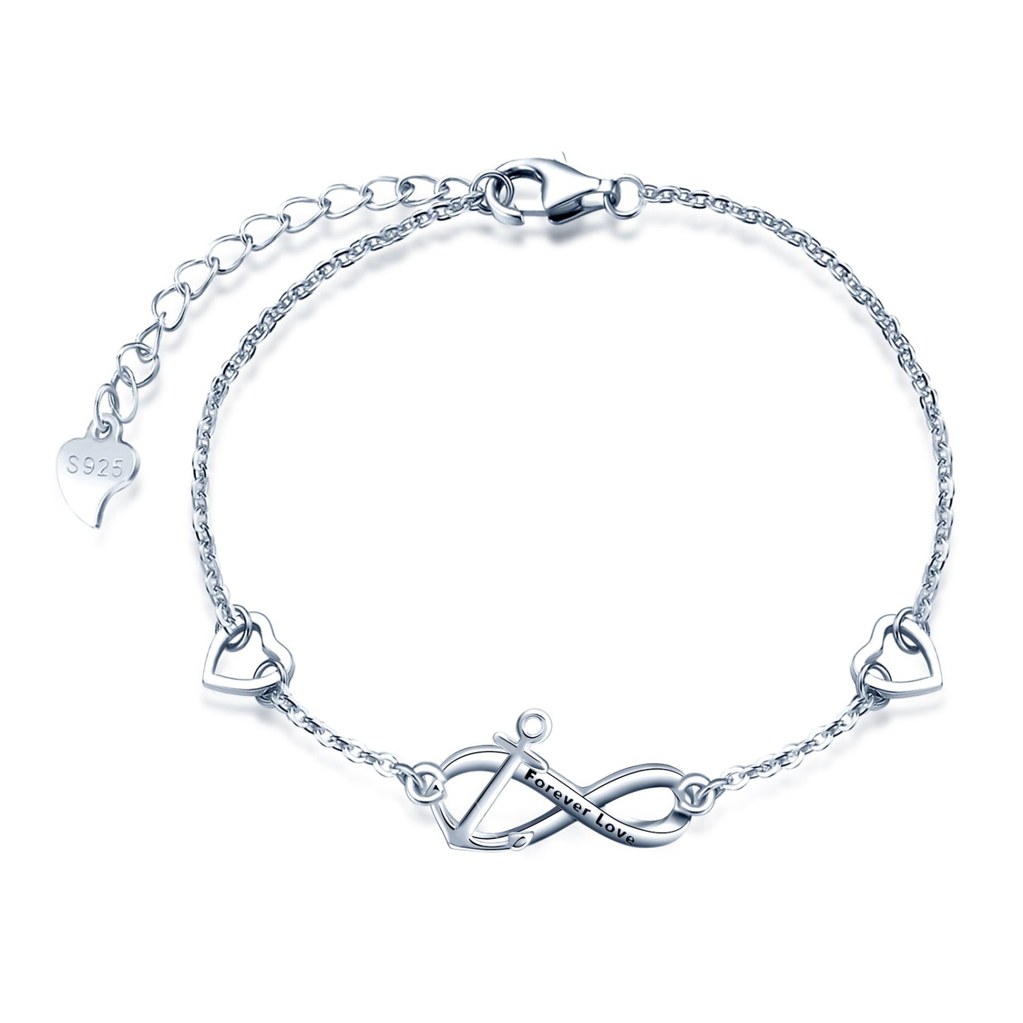 Forever Love Infinity with Anchor & Hearts Symbol Bracelet