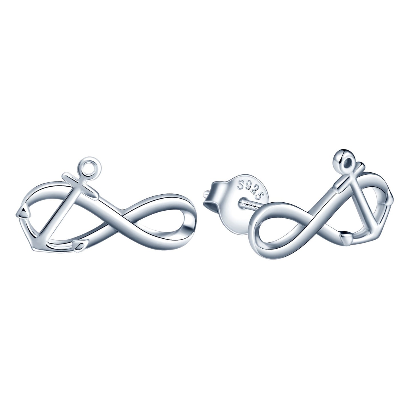 Infinity with Anchor Stud Earrings