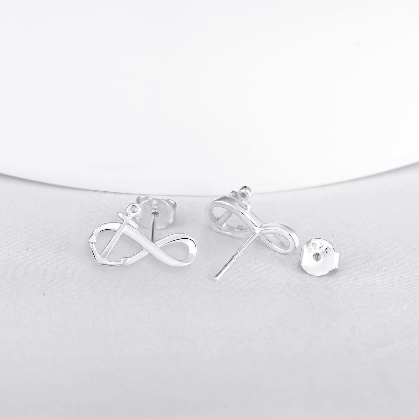 Infinity with Anchor Stud Earrings