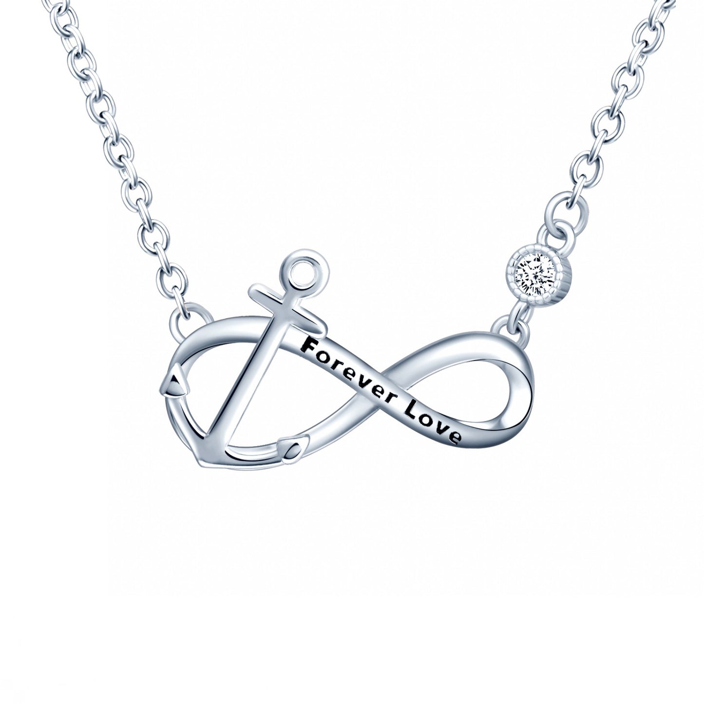Forever Love Infinity with Anchor CZ Necklace