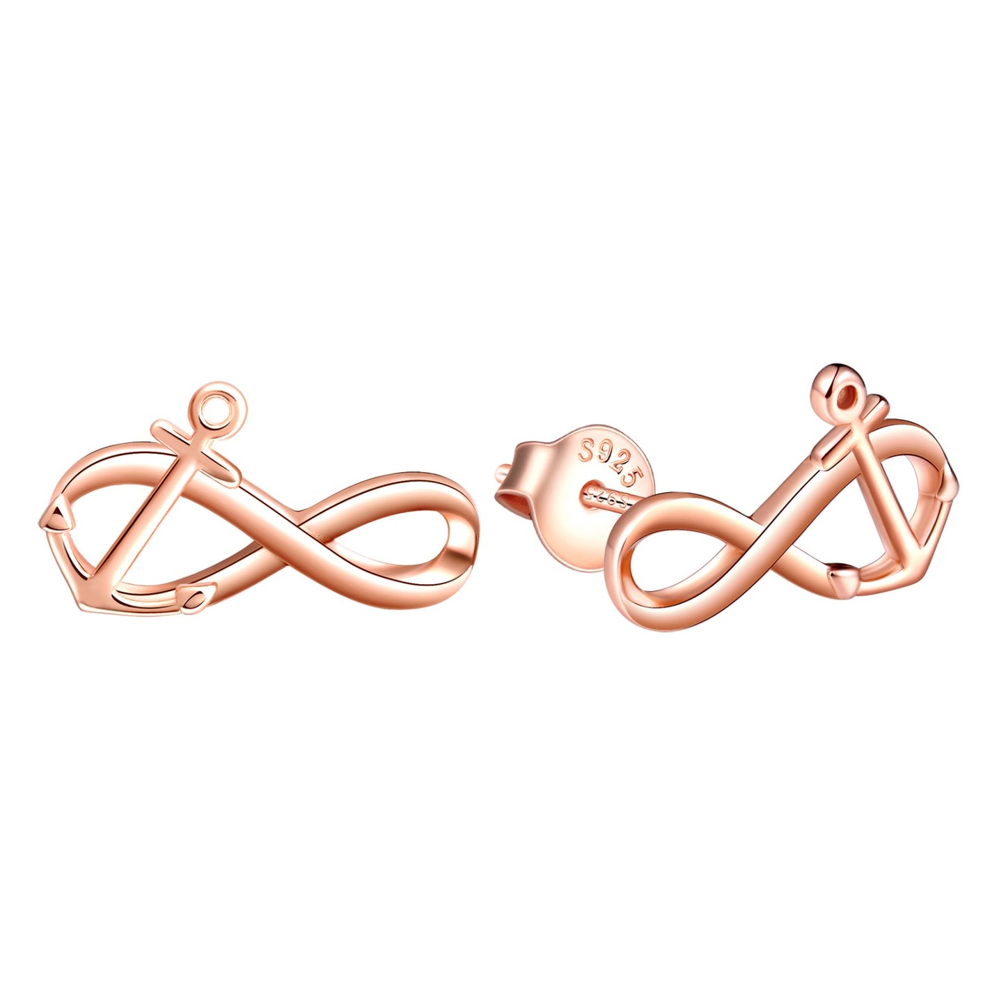 Infinity with Anchor Stud Earrings