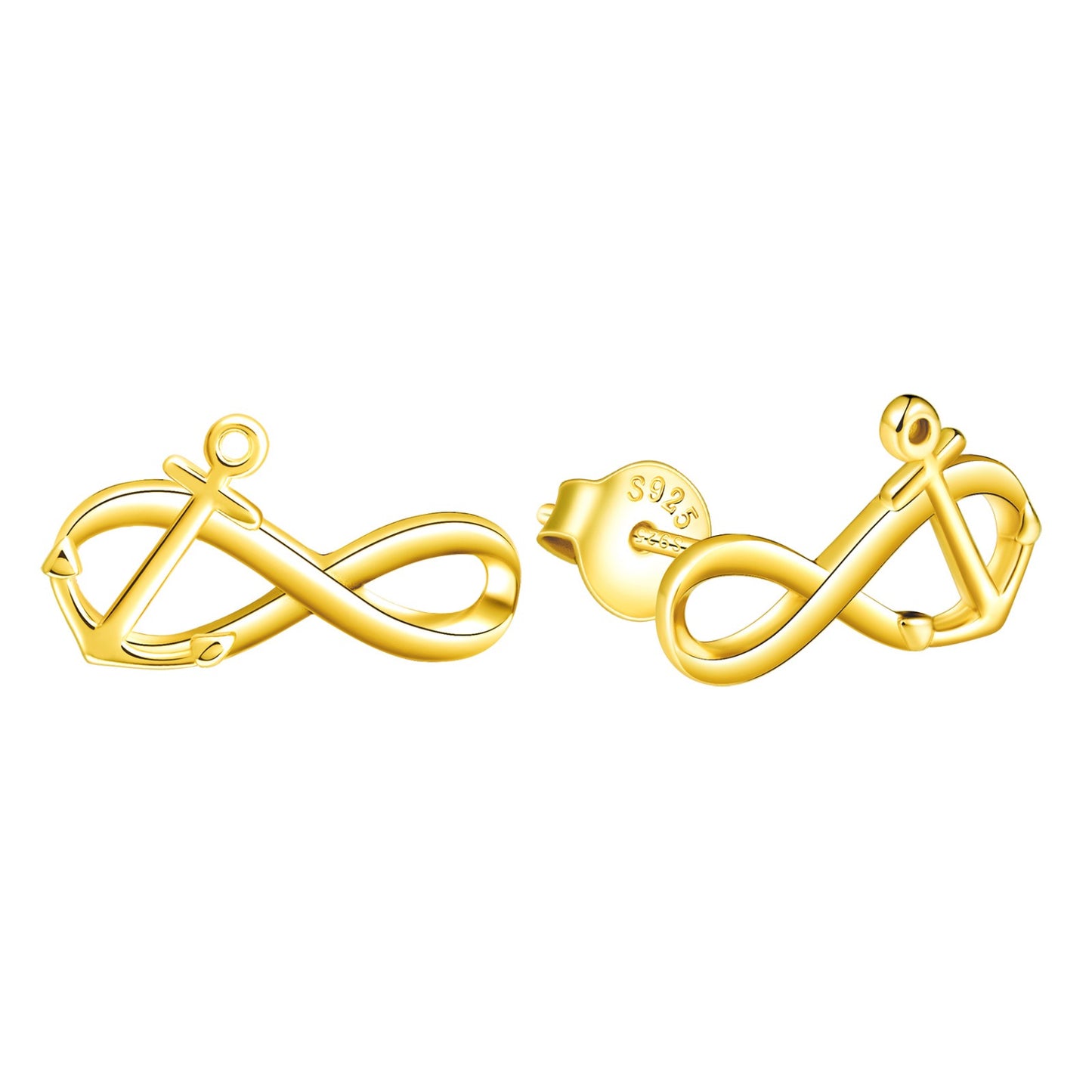 Infinity with Anchor Stud Earrings