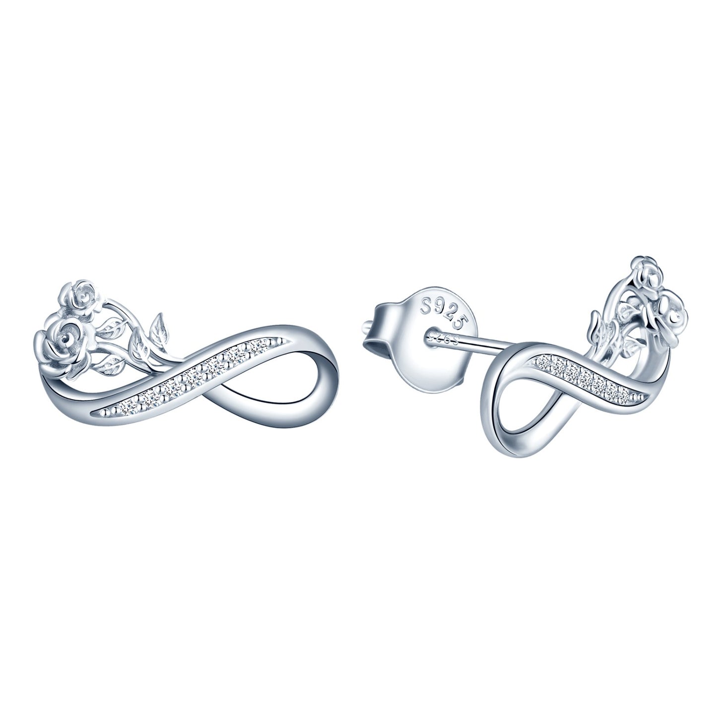 Rose Infinity CZ Stud Earrings