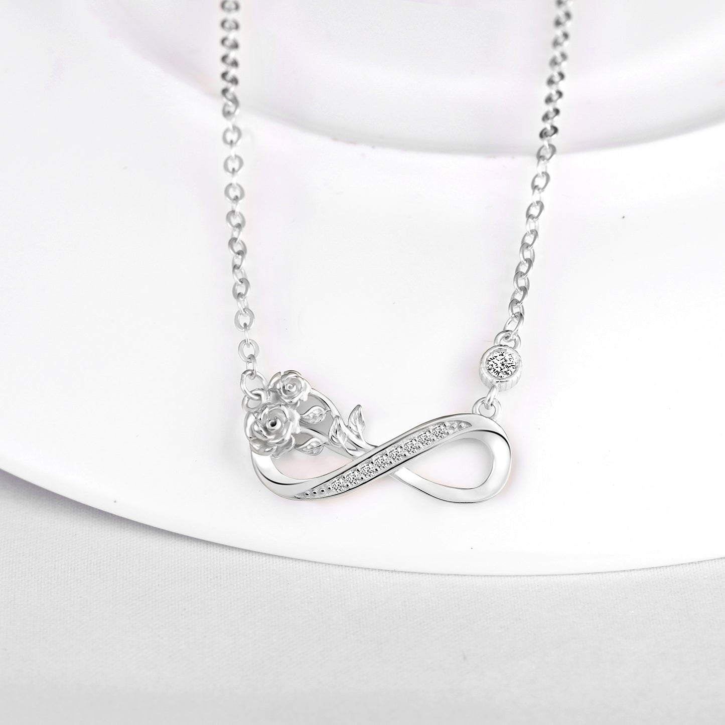 Infinity Roses CZ Necklace