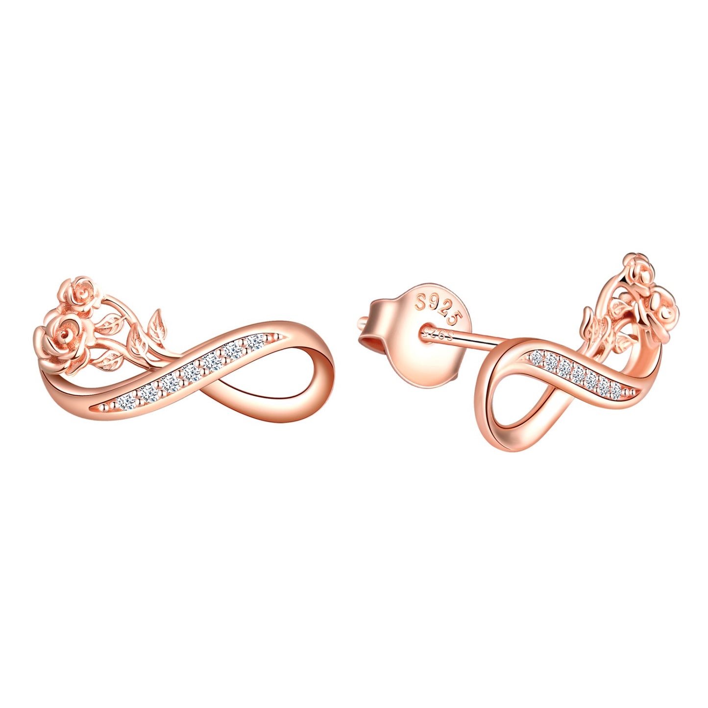 Rose Infinity CZ Stud Earrings