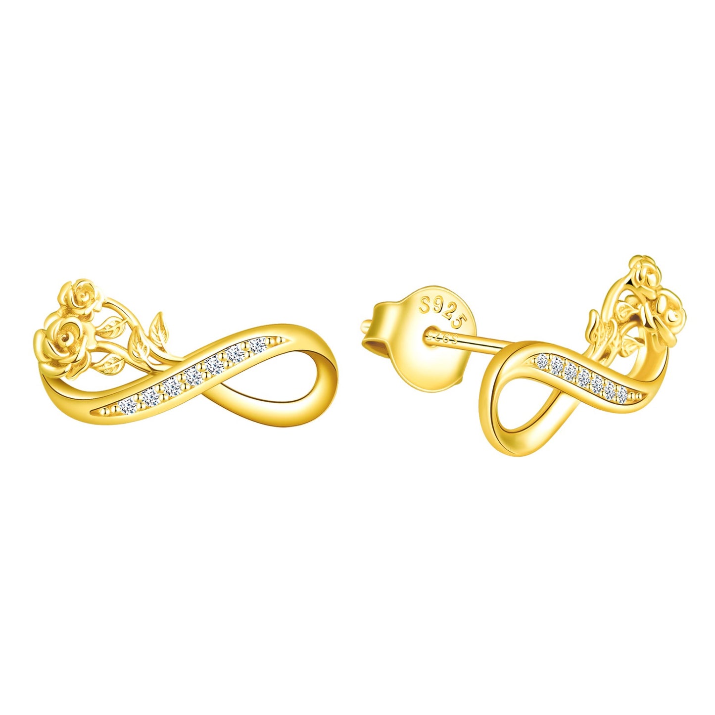 Rose Infinity CZ Stud Earrings