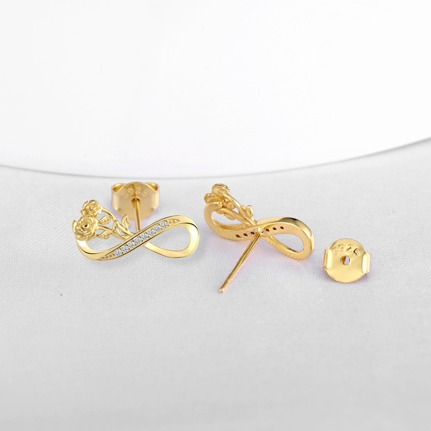 Rose Infinity CZ Stud Earrings