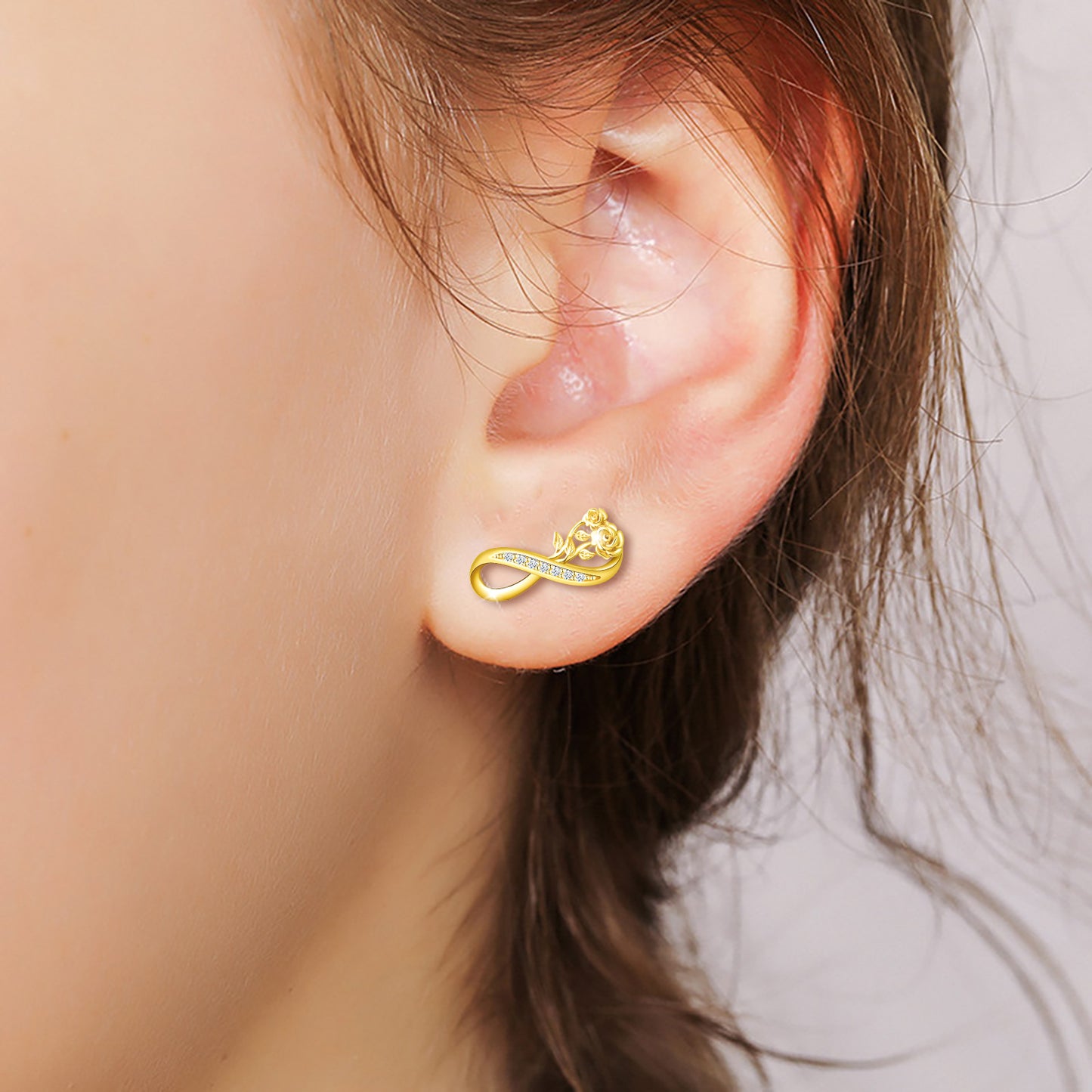 Rose Infinity CZ Stud Earrings