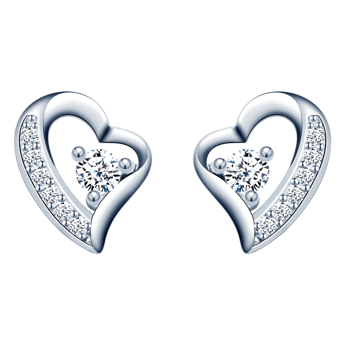 CZ Heart Stud Earrings