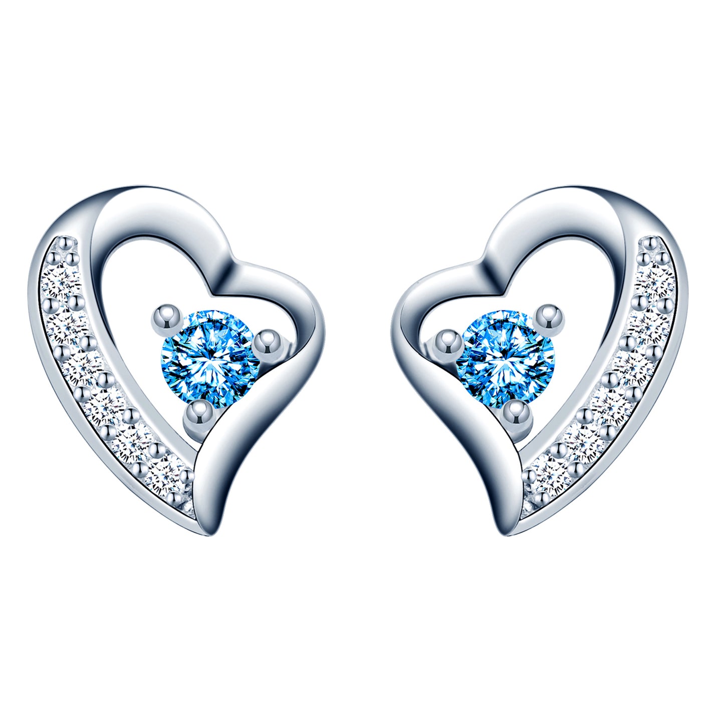 CZ Heart Stud Earrings