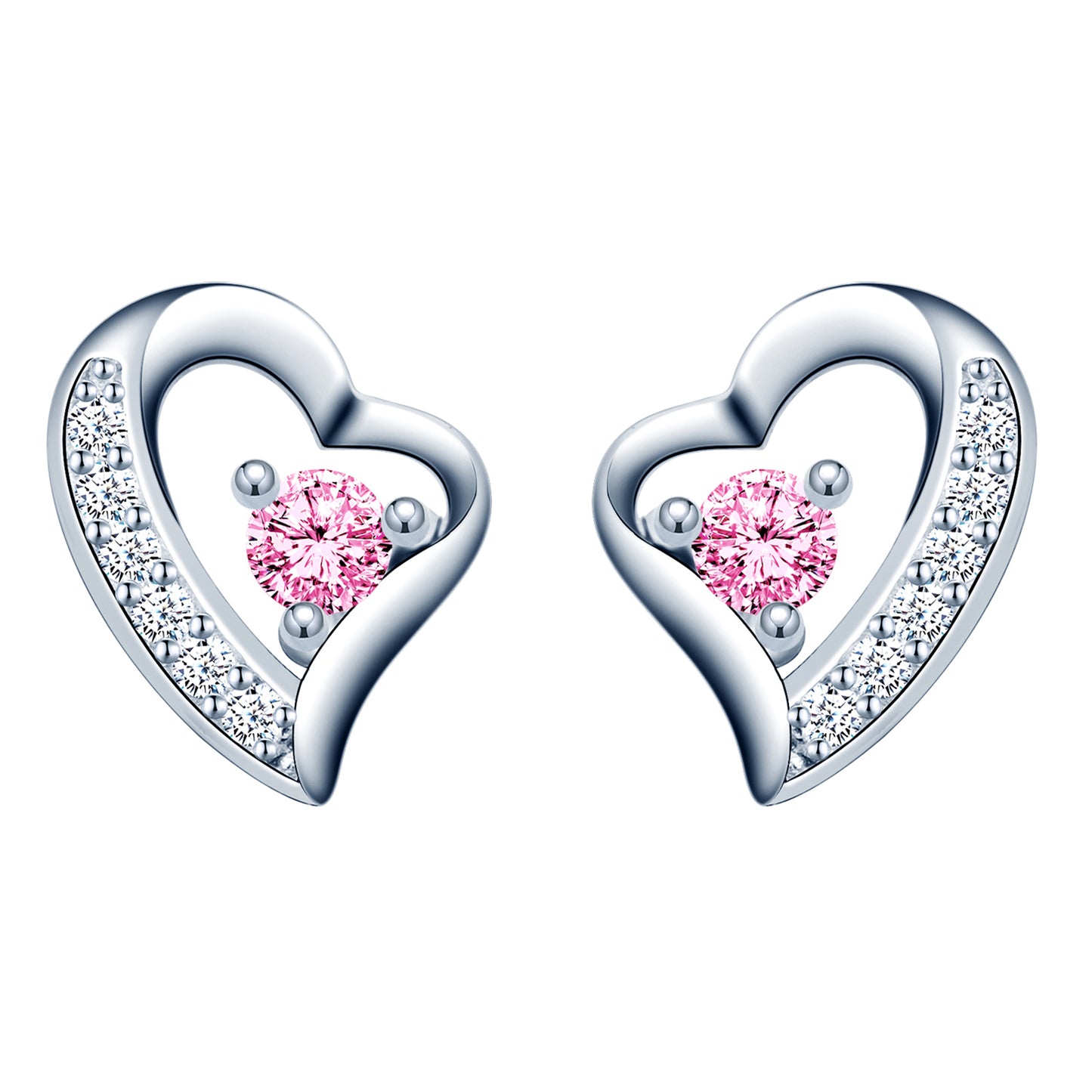 CZ Heart Stud Earrings