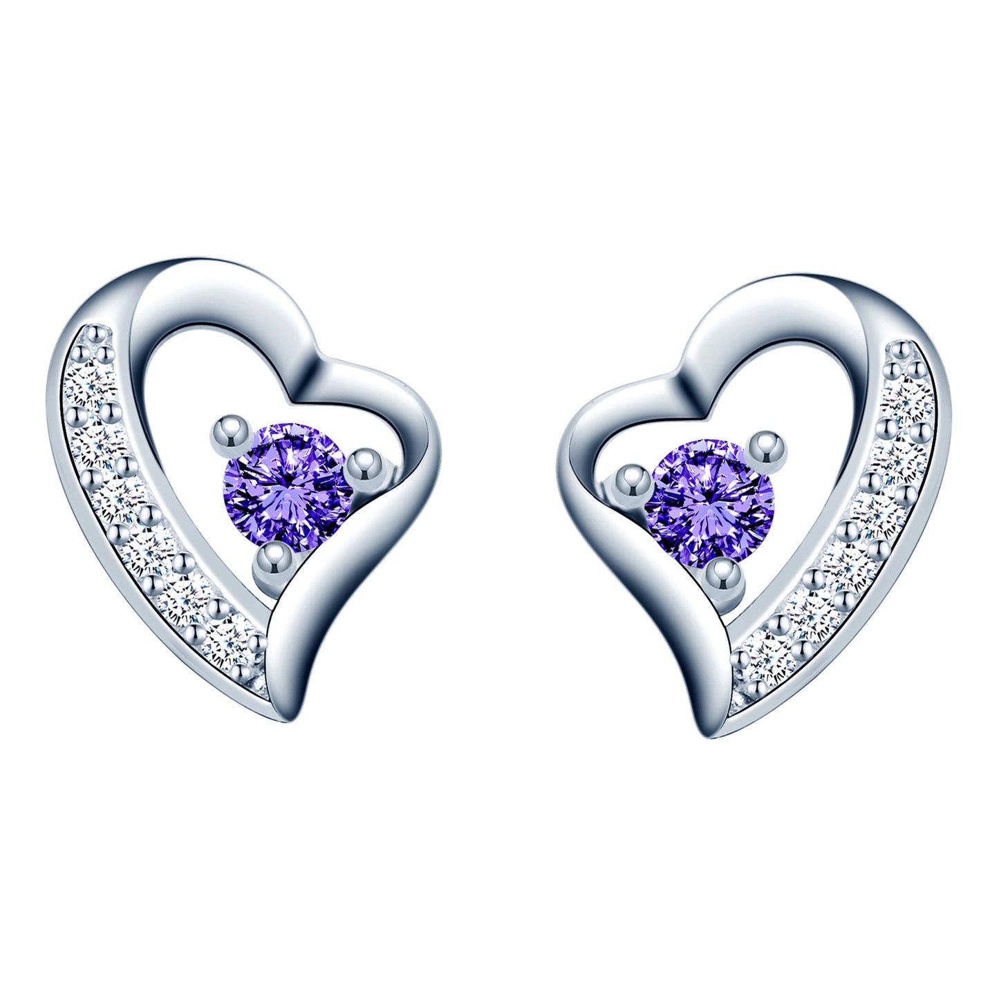 CZ Heart Stud Earrings
