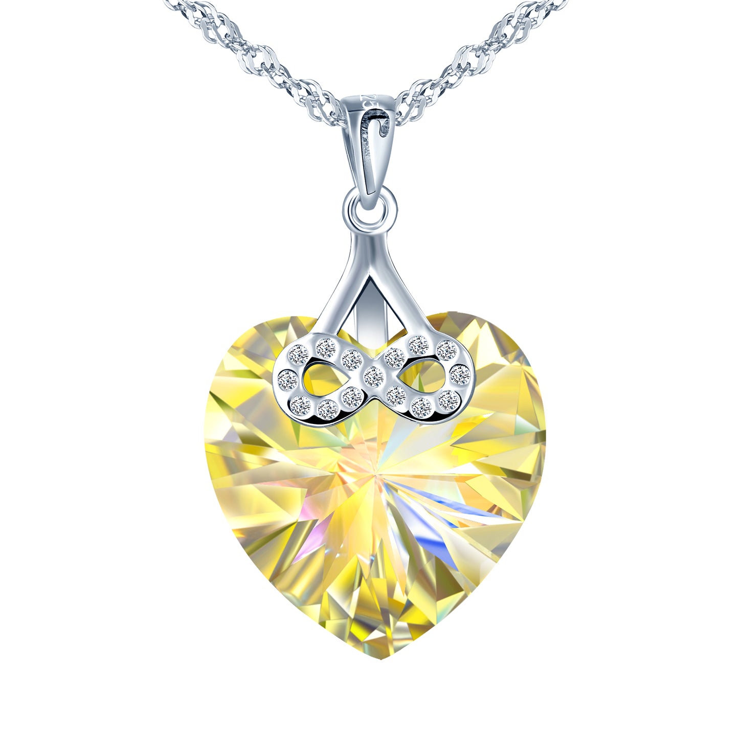 Zircon Crystal Heart Necklace