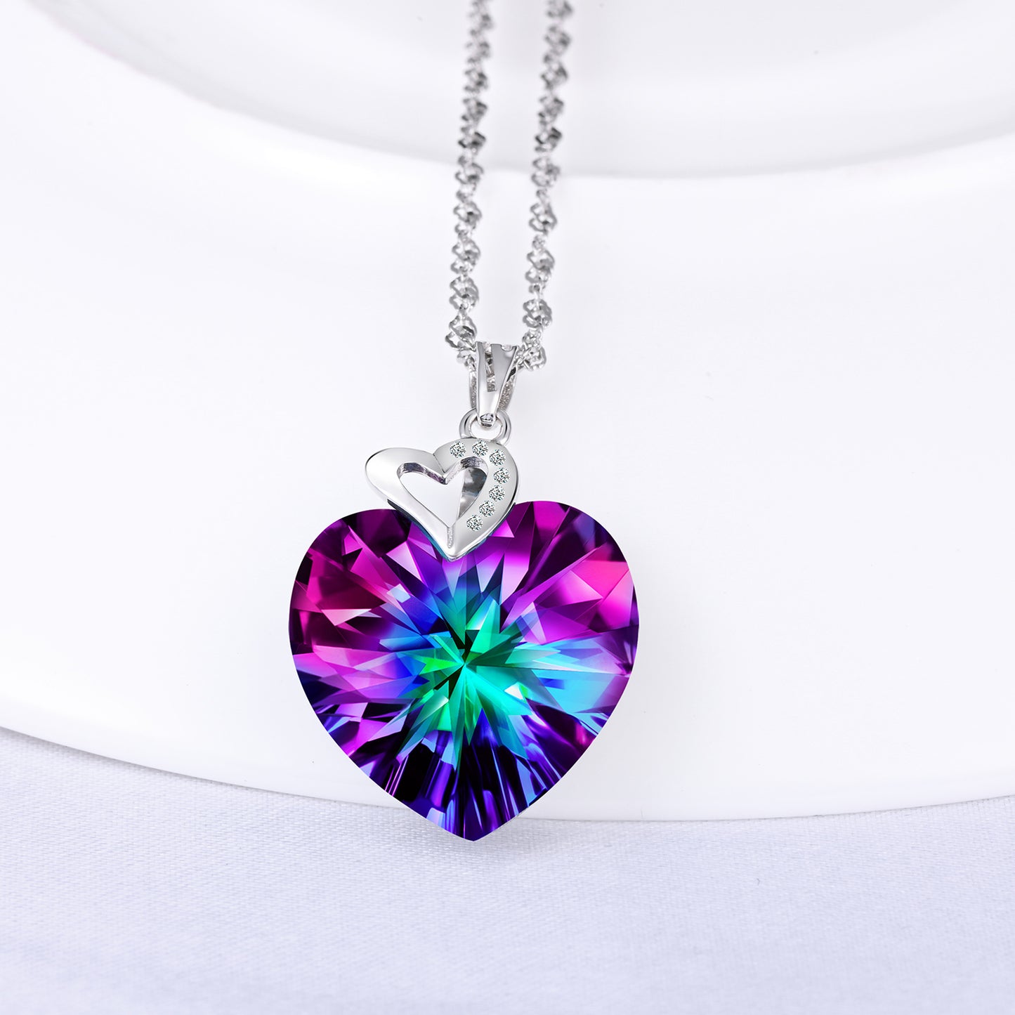 Infinionly Zircon Crystal Heart Necklace