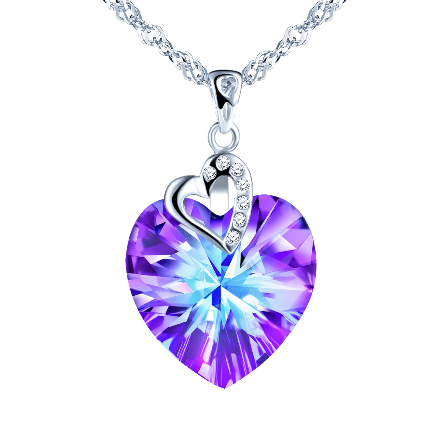 Infinionly Zircon Crystal Heart Necklace