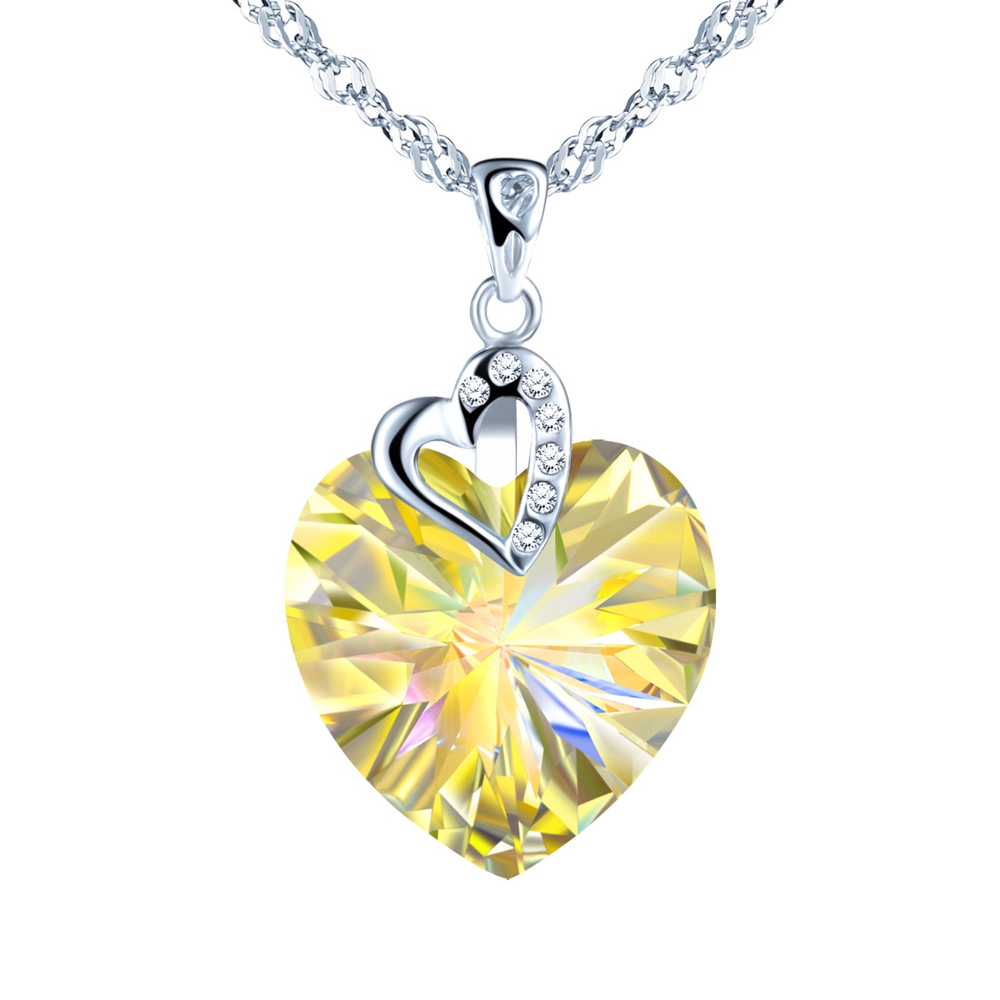 Infinionly Zircon Crystal Heart Necklace