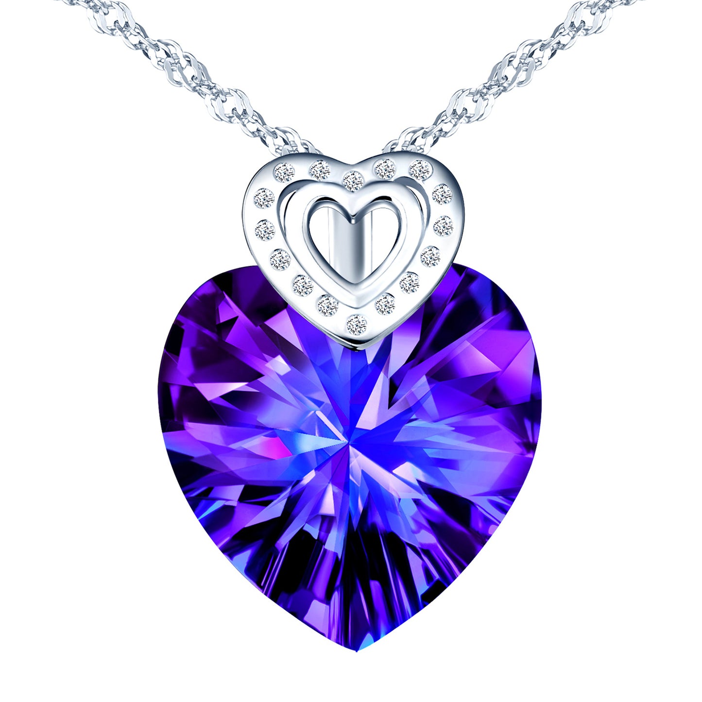 Crystal & Zircon Hearts Necklace