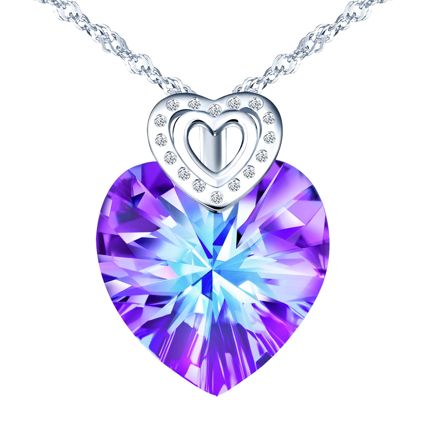 Crystal & Zircon Hearts Necklace